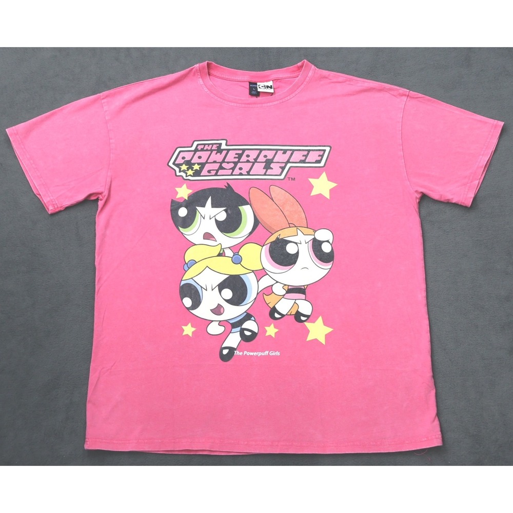 Romwe Powerpuff Girls T-Shirt Womens Large Pink Excellent Graphic Cartoon Tee